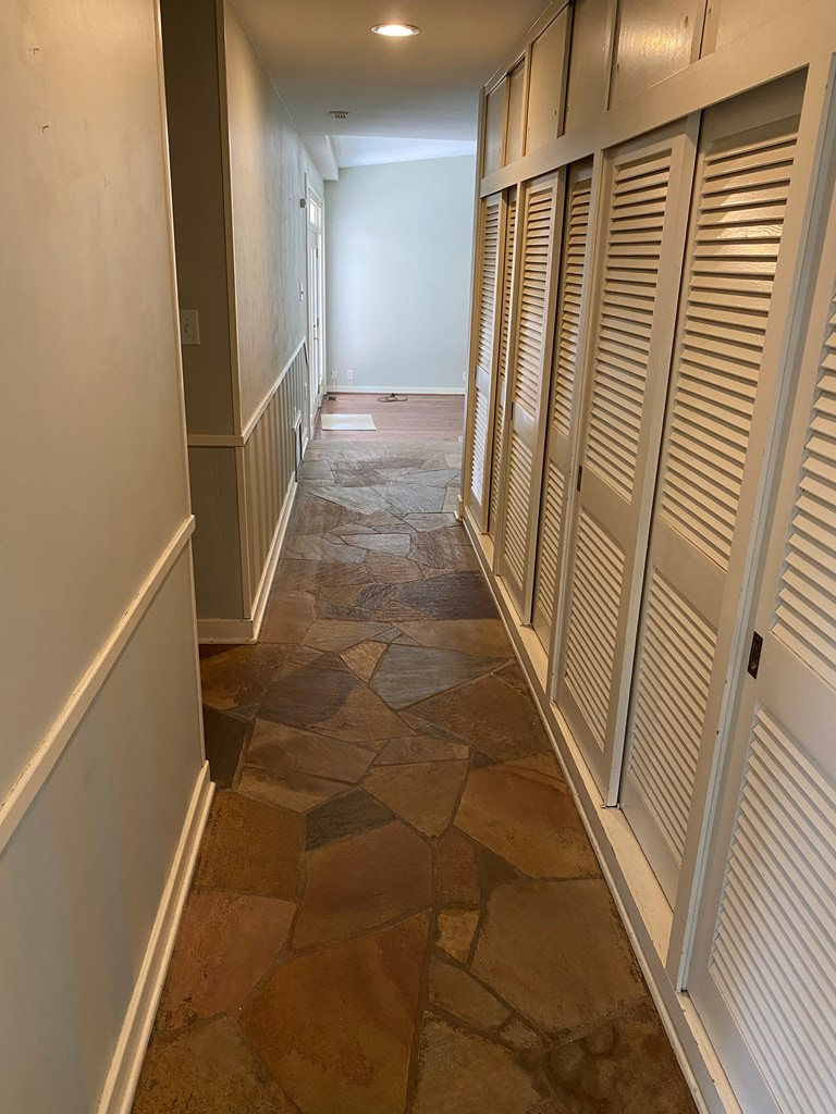 Stone flooring in hallway
